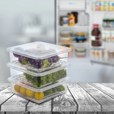 RDKITCHENWERE Plastic Fridge Container  - 2500 ml(Pack of 3, Clear)