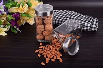 JIGSHTIAL Glass Grocery Container  - 1000(Pack of 2, Clear)