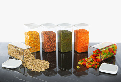 HELOVIA Plastic Grocery Container  - 1100 ml(Pack of 6, Clear)