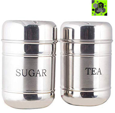 Excite Shoppers Steel Tea Coffee & Sugar Container  - 800 ml(Pack of 2, Silver)