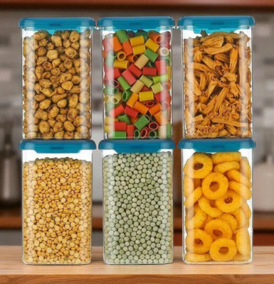 forsel Plastic Grocery Container  - 1100 ml(Pack of 6, Blue)