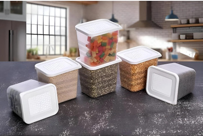 Vachhraj Plastic Fridge Container  - 1000 ml(Pack of 6, Transparent)