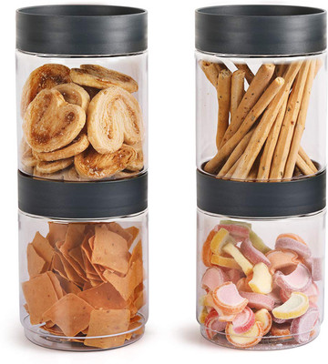 Randal Glass Grocery Container  - 2000 ml(Pack of 4, Grey)