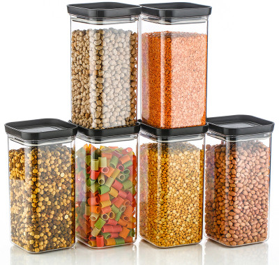 Ecodex Plastic Grocery Container  - 1100 ml(Pack of 12, Black)