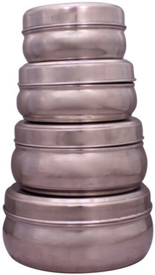 CARNIVAL Steel Utility Container  - 350 ml, 450 ml, 600 ml, 750 ml(Pack of 4, Silver)