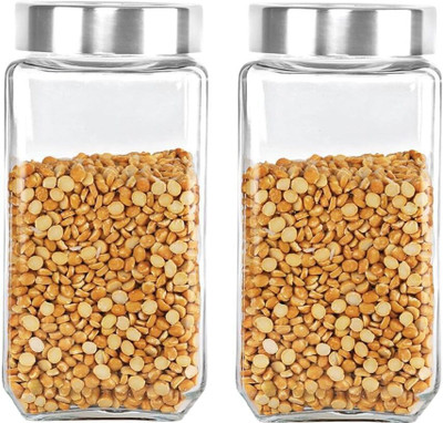 Sitaram Creation Glass Grocery Container  - 1500(Pack of 2, Clear)