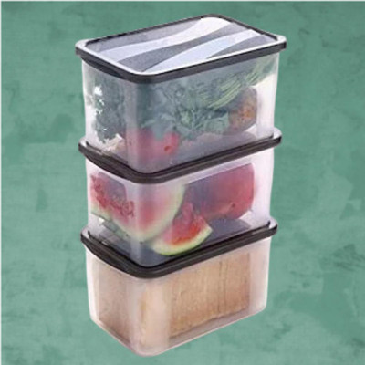 ADMONITION Plastic Bread Container  - 2000 ml(Pack of 3, Black, White)