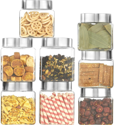 KOLORR Plastic Grocery Container  - 1200 ml, 1400 ml(Pack of 8, Clear)