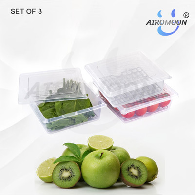 AIROMOON Plastic Fridge Container  - 2600 ml(Pack of 3, White)