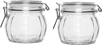 Isipho Glass, Stainless Steel Pickle Jar  - 500 ml(Pack of 2, Clear)