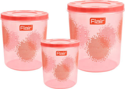 FLAIR Plastic Grocery Container  - 4.7 L, 7 L, 10 L(Pack of 3, Pink)
