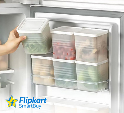 Flipkart SmartBuy Plastic Fridge Container  - 1000 ml(Pack of 6, White)