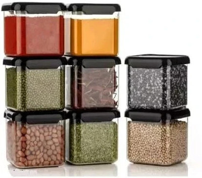 Zubix Plastic Grocery Container  - 550 ml(Pack of 8, Black)