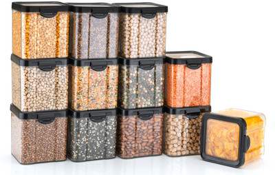 SARAZA Plastic Grocery Container  - 700 ml(Pack of 10, Black)