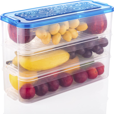 Sentricus Plastic Grocery Container  - 2000 ml(Pack of 3, Blue)