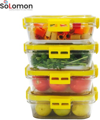 Solomon Plastic Grocery Container  - 700 ml(Pack of 4, Yellow)