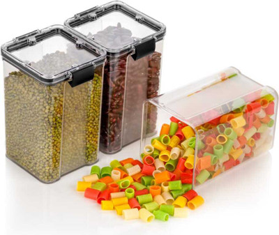 ADMONITION Plastic Grocery Container  - 1200 ml(Pack of 12, Clear, Black)