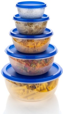 Somnath India Plastic Grocery Container  - 250 ml, 450 ml, 800 ml, 1400 ml, 2500 ml(Pack of 5, Blue, Clear)