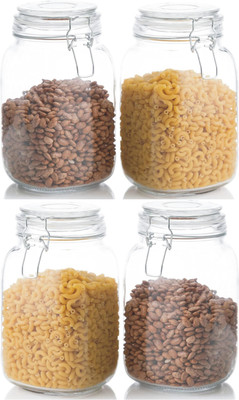 GOOD TO GREAT CREATION Glass Grocery Container  - 1200 ml(Pack of 4, Clear)
