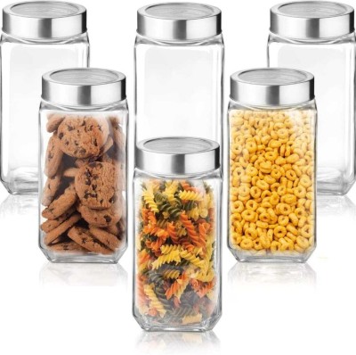 GOOD TO GREAT CREATION Glass Grocery Container  - 1000 ml(Pack of 6, Clear)