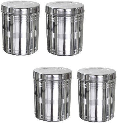 Milimercury Steel Grocery Container  - 800 ml(Pack of 4, Silver)