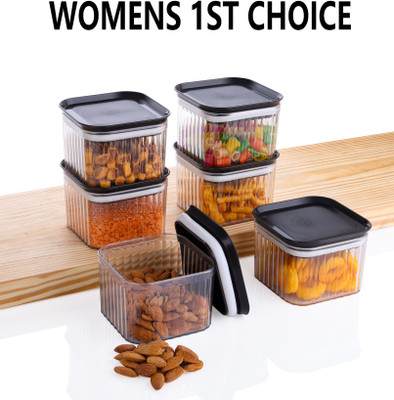 MAZAK Plastic Grocery Container  - 500 ml(Pack of 6, Black)