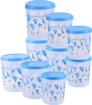 KUBER INDUSTRIES Plastic Grocery Container  - 5 L, 7 L, 10 L(Pack of 9, Blue)