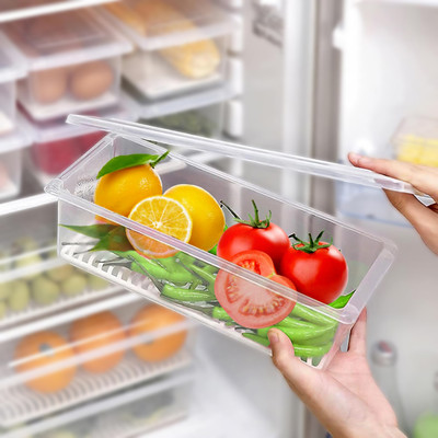 Story@home Plastic Fridge Container  - 1500 ml(Pack of 4, White)