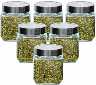 PANEL'S Glass Grocery Container  - 600 ml(Pack of 6, Multicolor)