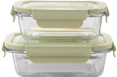 IndusBay Glass Utility Container  - 350 ml, 600 ml(Pack of 2, Clear)