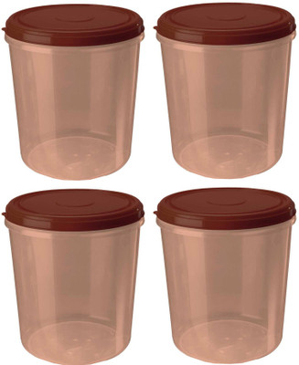 AK HUB Plastic Grocery Container  - 5000 ml(Pack of 4, Brown)