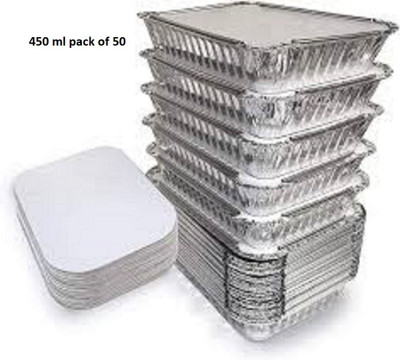 PK Collection Aluminium Utility Container  - 450 ml(Pack of 50, Silver)