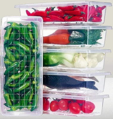 Zubix Plastic Fridge Container  - 1500 ml(Pack of 6, White)