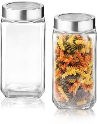 MOOZICO Glass Utility Container  - 1000 ml(Pack of 2, Clear)