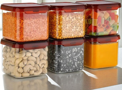forsel Plastic Grocery Container  - 500 ml(Pack of 6, Red)