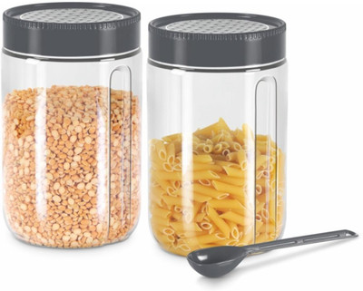 MILTON Plastic Grocery Container  - 2000 ml(Pack of 2, Grey)