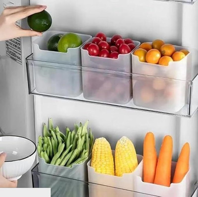 Waco creation Plastic Fridge Container  - 950 ml(Pack of 6, Transparent)