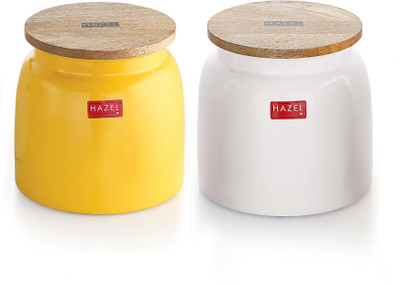 HAZEL Iron Utility Container  - 2450 ml(Pack of 2, Yellow, White)