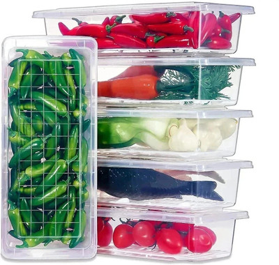 Premiumart Polypropylene Fridge Container  - 1500 ml(Pack of 6, White)