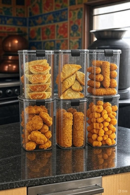 DYK Plastic Cookie Jar  - 1.2 L(Pack of 6, White, Transparent)