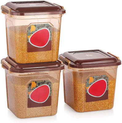 GALOOF Polypropylene Grocery Container  - 14000 ml(Pack of 3, Brown)