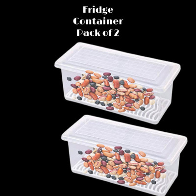 DEW MAT Plastic Fridge Container  - 1500 ml(Pack of 5, White)