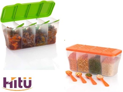 hitu Plastic Utility Container  - 1800 ml(Pack of 2, Clear, Orange)