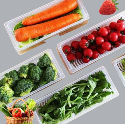 Zubix Plastic Fridge Container  - 1500 ml(Pack of 6, White)