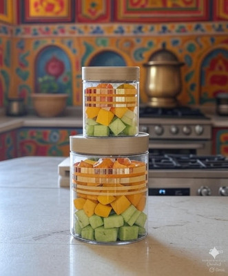 DYK Plastic Cookie Jar  - 1300 ml, 640 ml, 350 ml, 250 ml(Pack of 16, Silver)