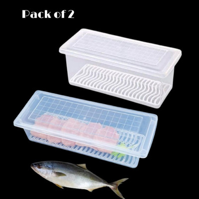 KHISKOLI Plastic Fridge Container  - 1500 ml(Pack of 2, Clear)