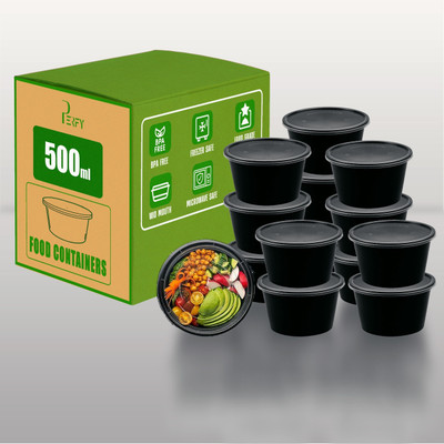 PERFY Plastic Utility Container  - 500 ml(Pack of 75, Black)