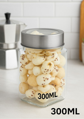 b7 Creations Glass Grocery Container  - 310 ml(Silver)