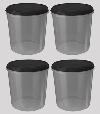 AK HUB Plastic Grocery Container  - 5000 ml(Pack of 4, Black)
