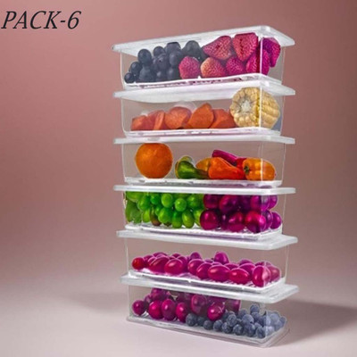 ROMARA Plastic Fridge Container  - 1500 ml(Pack of 6, White)